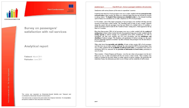 EU 2011년 철도서비스 고객만족도 조사