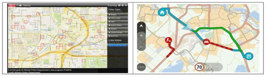 범죄예측프로그램 프레드폴(좌) 및 TOMTOM GO(우)