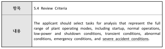 직무분석에 관한 사항 중 설계기준초과사고 및 중대사고 관련 요건