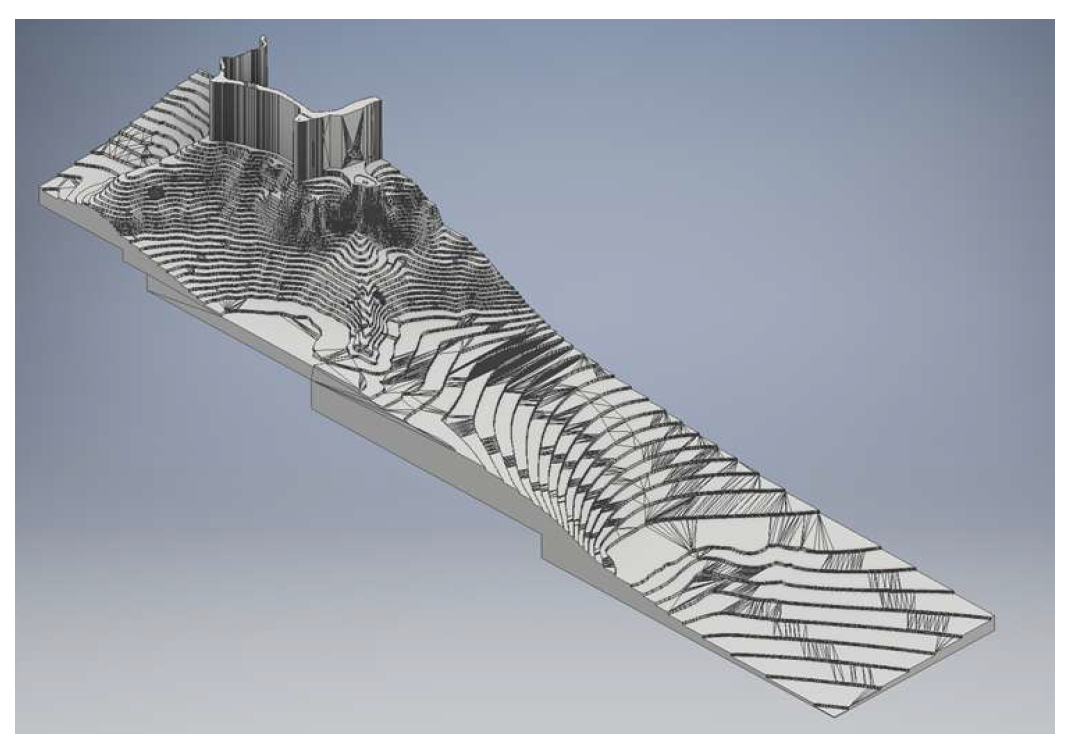 조파 실험 장치 내 지형 구조물에 대한 3차원 CAD 파일