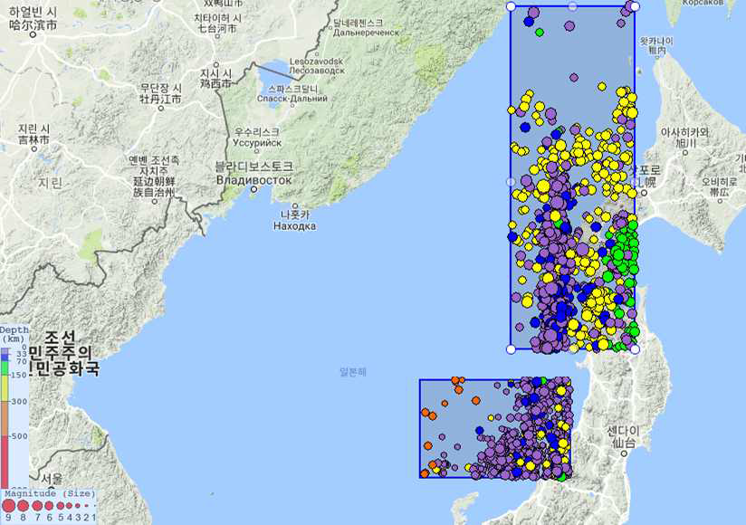 북서 일본 인근 지진 조사 구역 설정