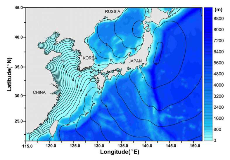 2011년 동일본 대지진 지진해일 전파 지도