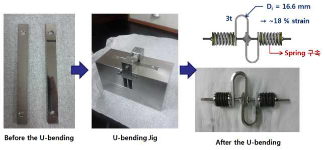 U-bend 시편 bending 절차 및 구속 후 시편형상