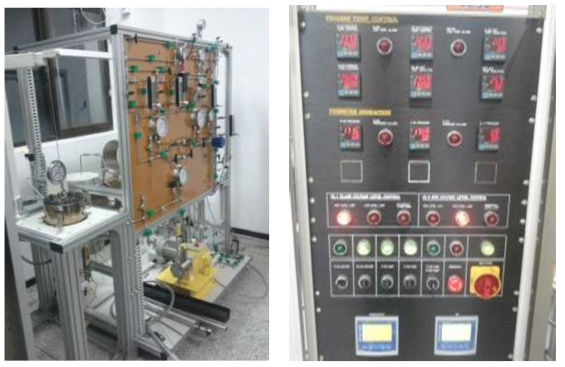 원전 1차수환경 모사장치(좌) 및 제어패널(우)