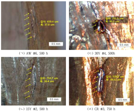 균열생성기준을 만족하는 균열 예시
