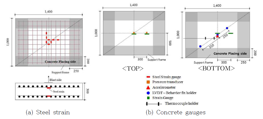 Sensor location of the concrete specimen