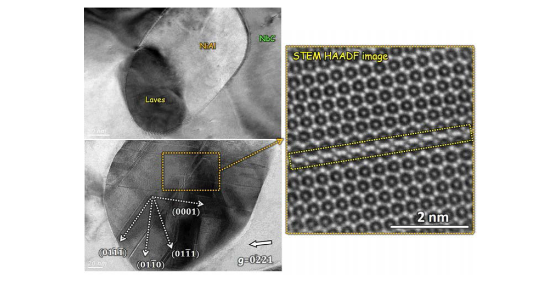 Laves 상의 HR 및 STEM HAADF image