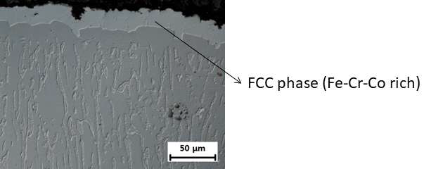 Segrgation of FCC phase near the edge of sample.