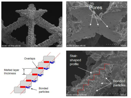 SEM micrographs of 3D printed pyramidal structures