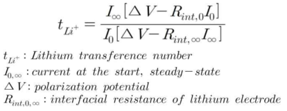 Lithium transference number의 계산식