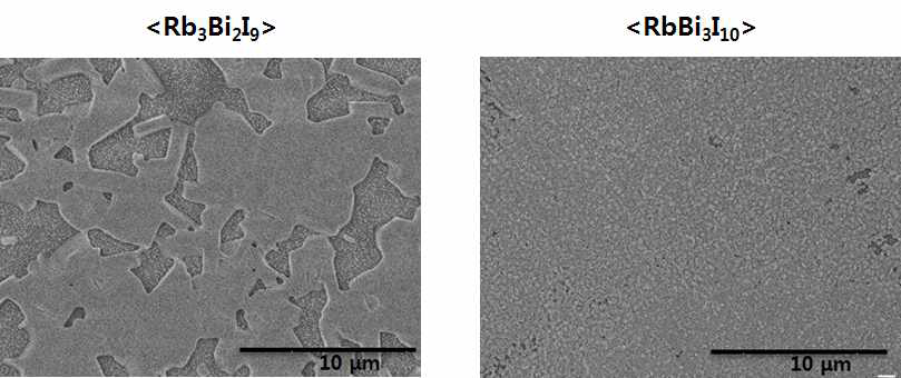 Rb3Bi2I9와 RbBi3I10 박막의 SEM 이미지