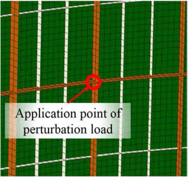 Perturbation load의 적용 위치 (이종 그리드 원통 구조)