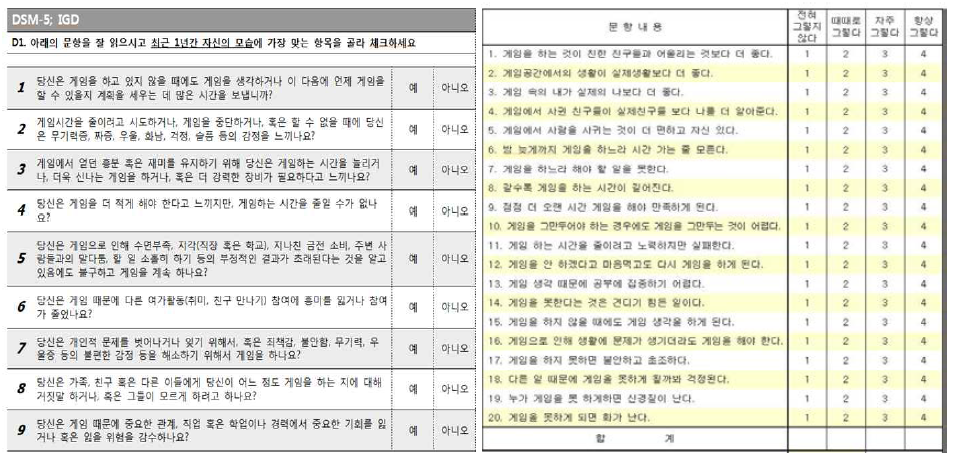 DGM-5 & IGD 척도