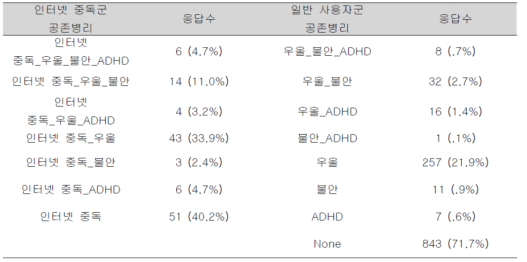 인터넷 중독의 공존병리