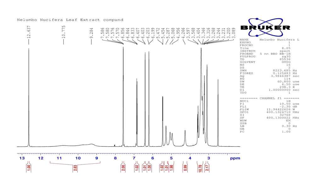 하엽 성분의 H-NMR Spectrum