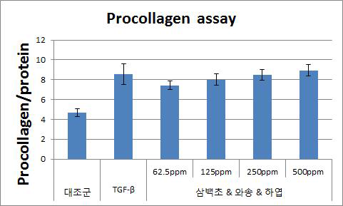 삼백초 & 와송 & 하엽의 E.A.용매분획물의 주름개선 효능평가 결과