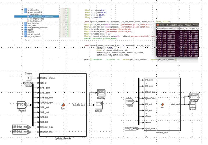 TECS의 Simulink/PX4 Code 비교