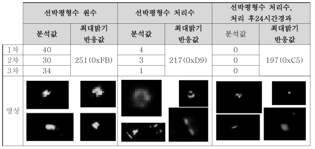 선박평형수 원수와 처리수의 분석결과 비교