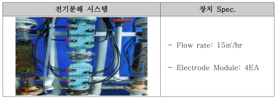 시험에 사용된 전기분해처리장치