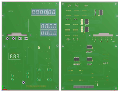 Display board PCB 3D 설계, 좌(top), 우(Bottom)