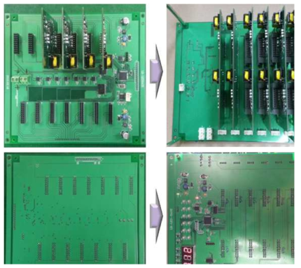 LED 드라이버 보드 시험품(개선 전(좌), 개선 후(우))