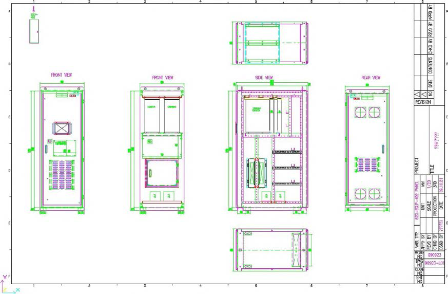 CAD drawing of right side of enclosure
