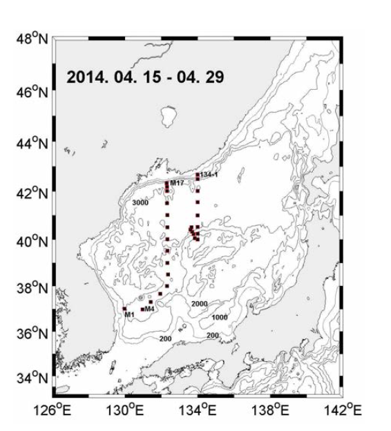 2014년 4월 동해 전역 국제공동관측 정점도