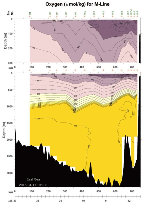 2015년 4월 Line-M 용존산소 분포