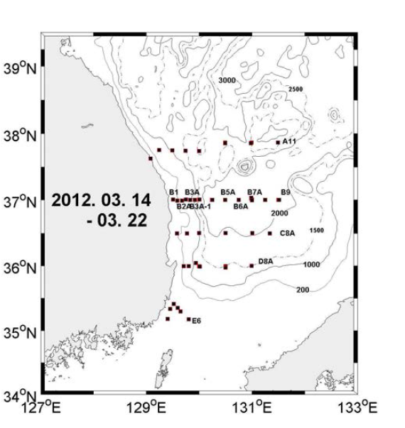 2012년 3월 동해 관할해역 집중조사 정점도