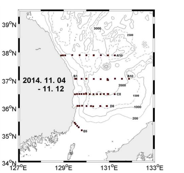 2014년 11월 동해 관할수역 집중관측 정점도