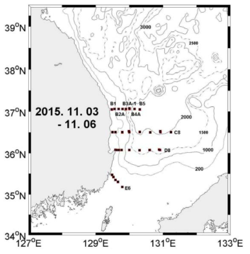 2015년 11월 동해 관할수역 집중관측 정점도