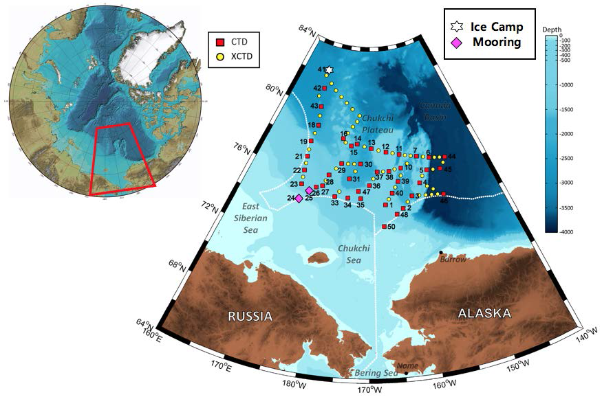 1차년도 북극해 탐사 CTD/XCTD 정점도