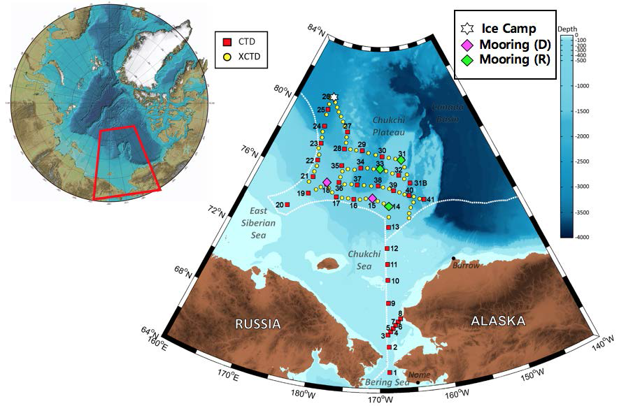 5차년도 북극해 탐사 CTD/XCTD 정점도