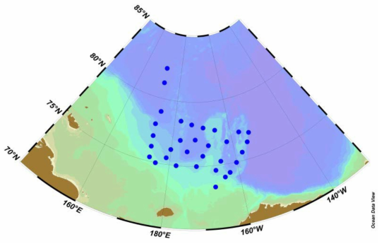 2012년 북극 척치해 및 동시베리아해 현장조사(ARA03B) 정점도