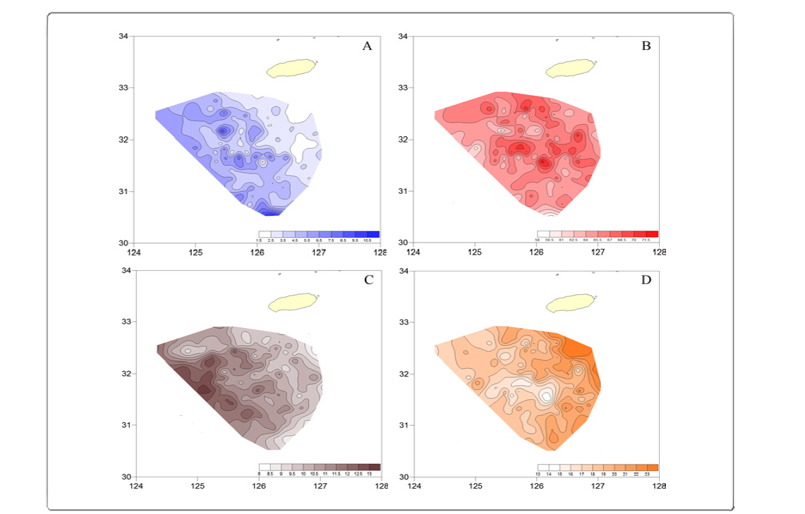 Distribution of clay minerals in the Southwest Cheju Island Mud Belt (SWCIM).