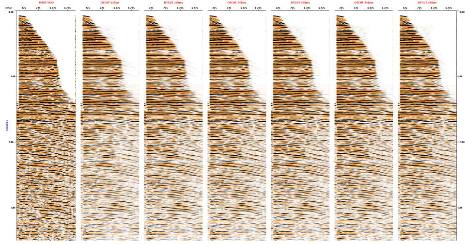 Test result of Radon demultiple of seismic reflection data.