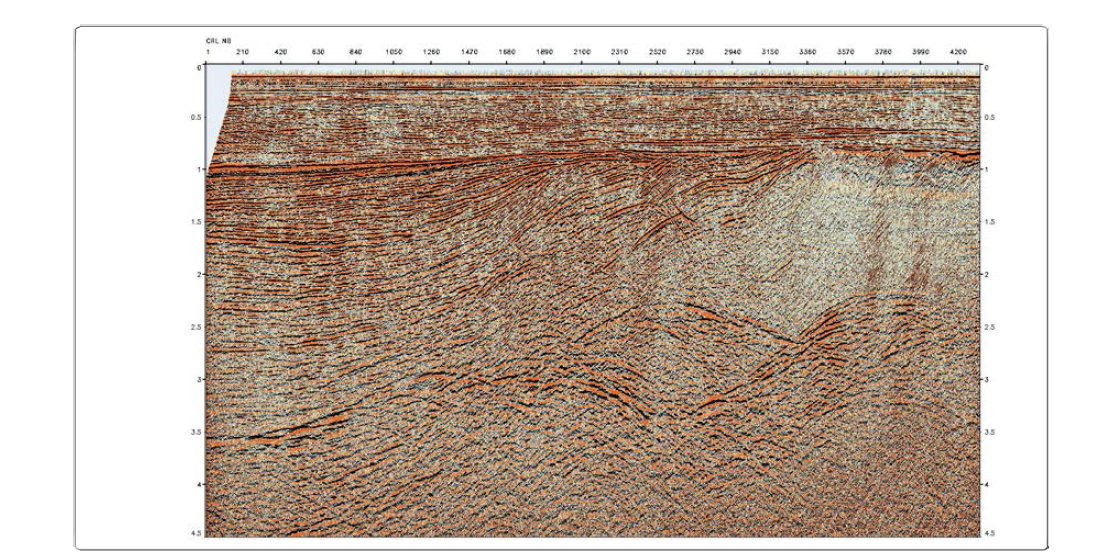 Brute stack of seismic reflection profile (ex, seismic profile of KIOST 14-4) after demultiple.