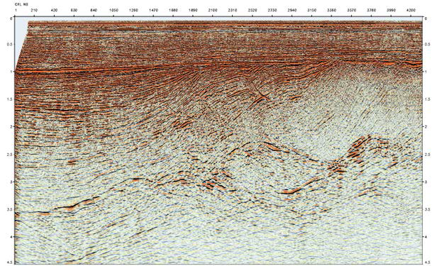 Pre-stack time migration section of seismic profile (ex, seismic profile of KIOST 14-4).