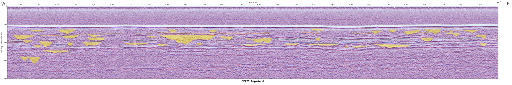 Interpreted Sparker seismic profile section (EEZ-SP-6 in 2013).