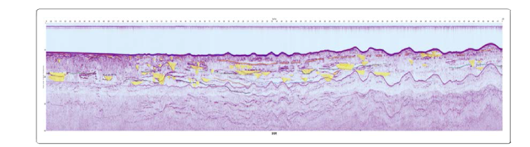 Interpreted Sparker seismic profile section (SP-05 in 2015).