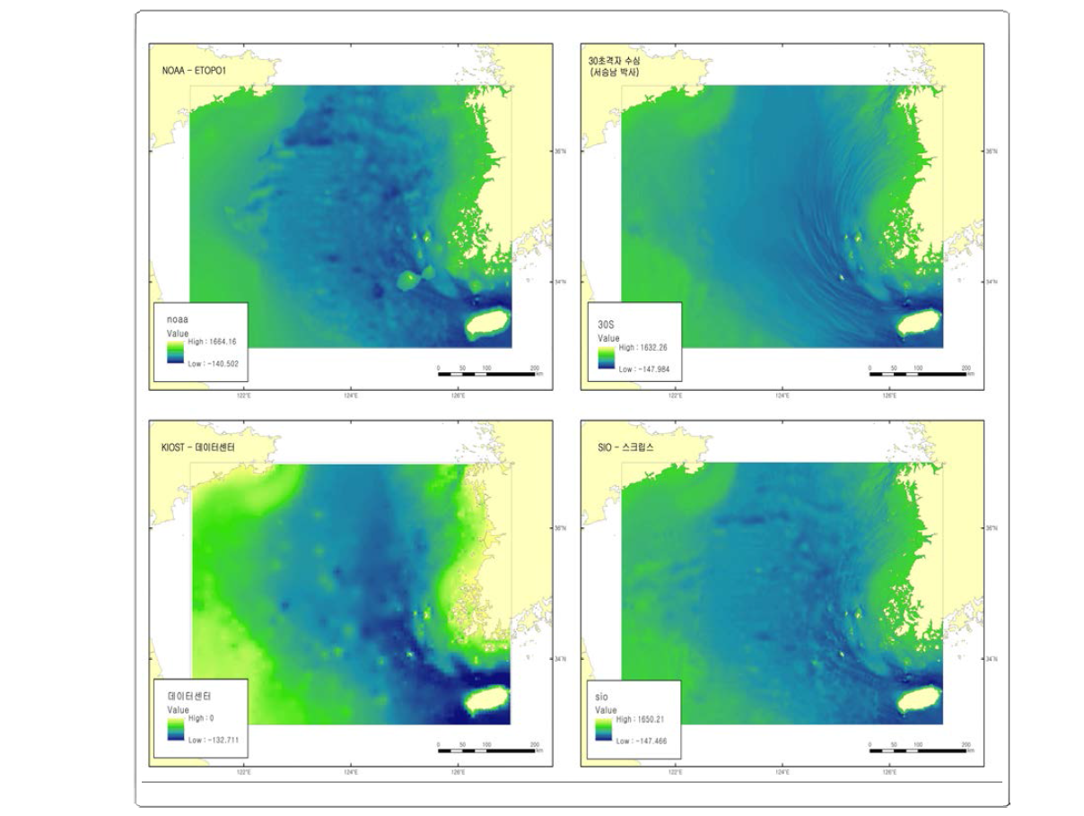 Digital Elevation Model (DEM) for water depth distribution of Yellow Sea.