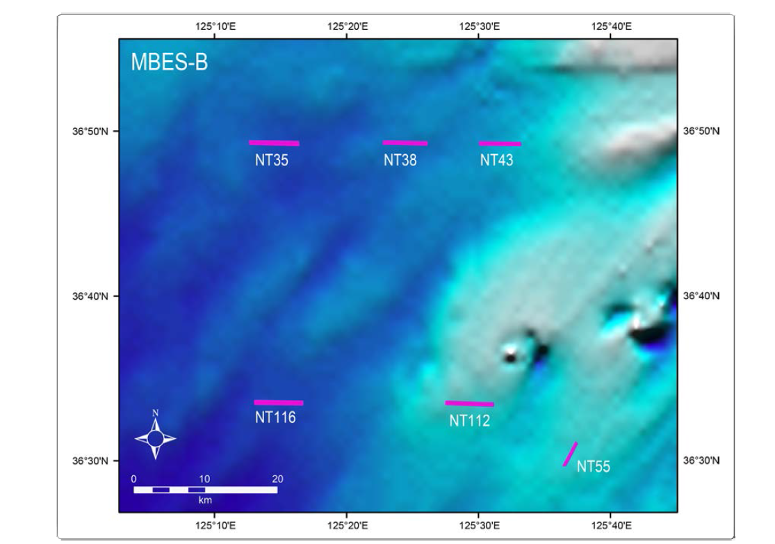 MBES survey lines conducted in 2015. Location of the MBES-B area is indicated in Fig. 3-2-125.