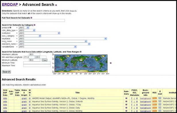 Advanced Search 항목 및 결과 예시