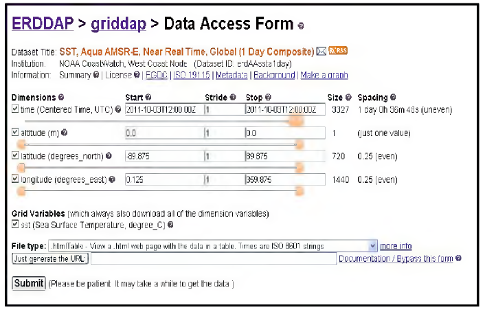 GridDAP 형태의 검색 예시