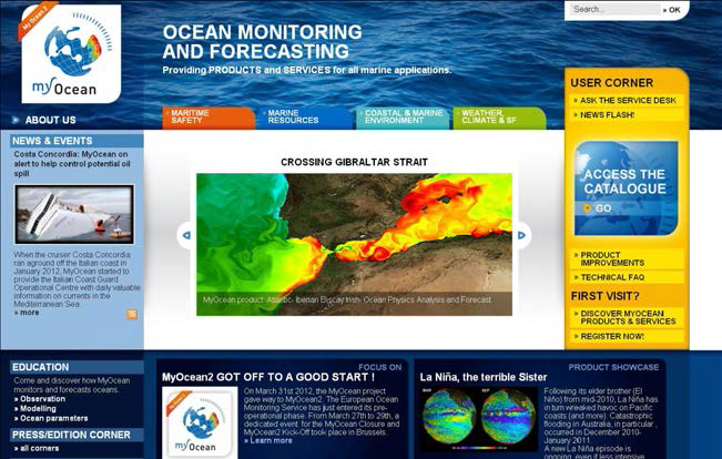 MyOcean 웹 포털 메 인화면