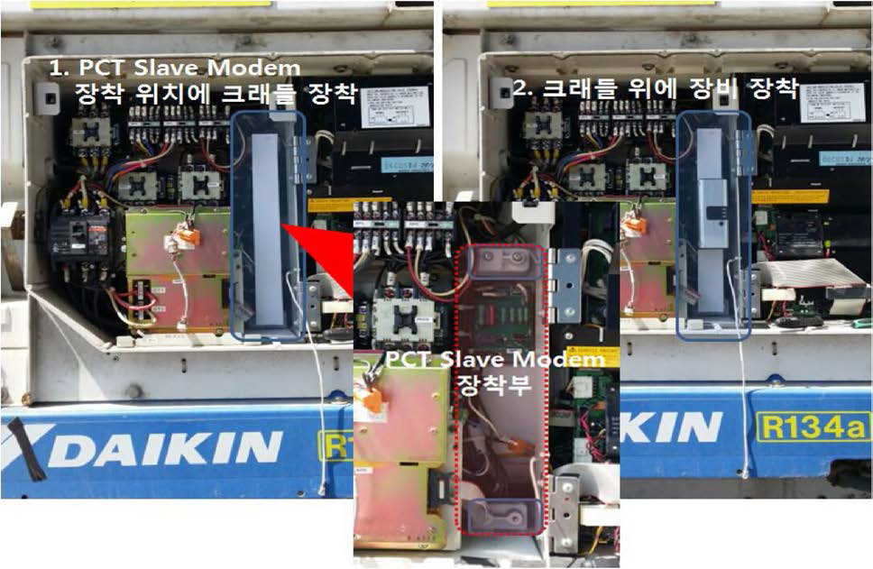 냉동컨테이너 모니터링 Pilot 장비 장착 모습 (Daikin사 냉동컨테이너)
