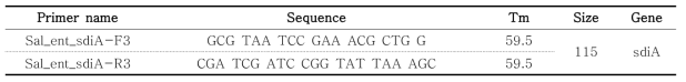 Salmonella enterica typhimurium primer sequence