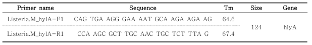 Listeria monocytogenes primer sequece