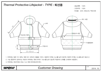 퇴선용 SOLAS형 고체식 구명동의 도면A