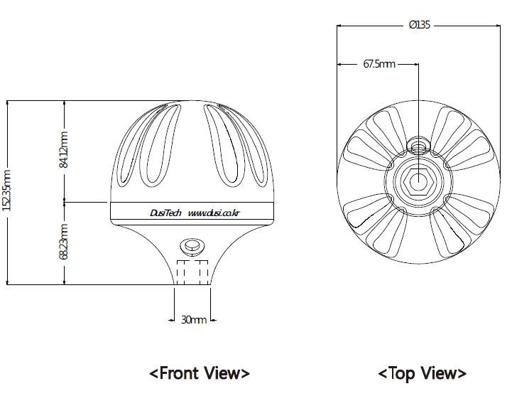 DGPS 통합 수신기 Front, Top View 설계도면